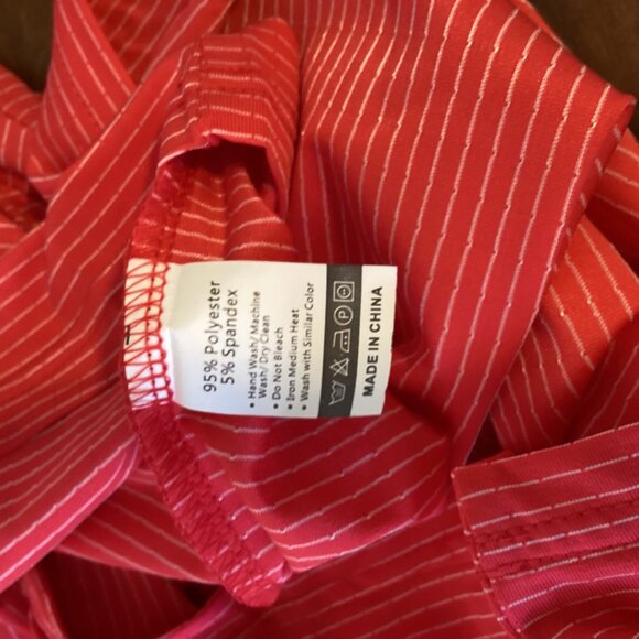 Tapulco Stripe Red Men’s Mandarin Collar Short Sleeve Size L - Picture 5 of 7